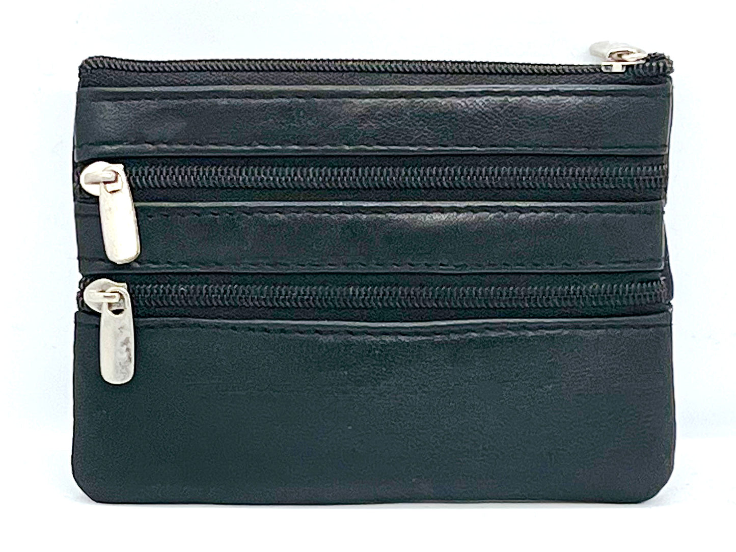 Genuine Leather Coin Purse ID Credit Card Holder Keychain Key Ring