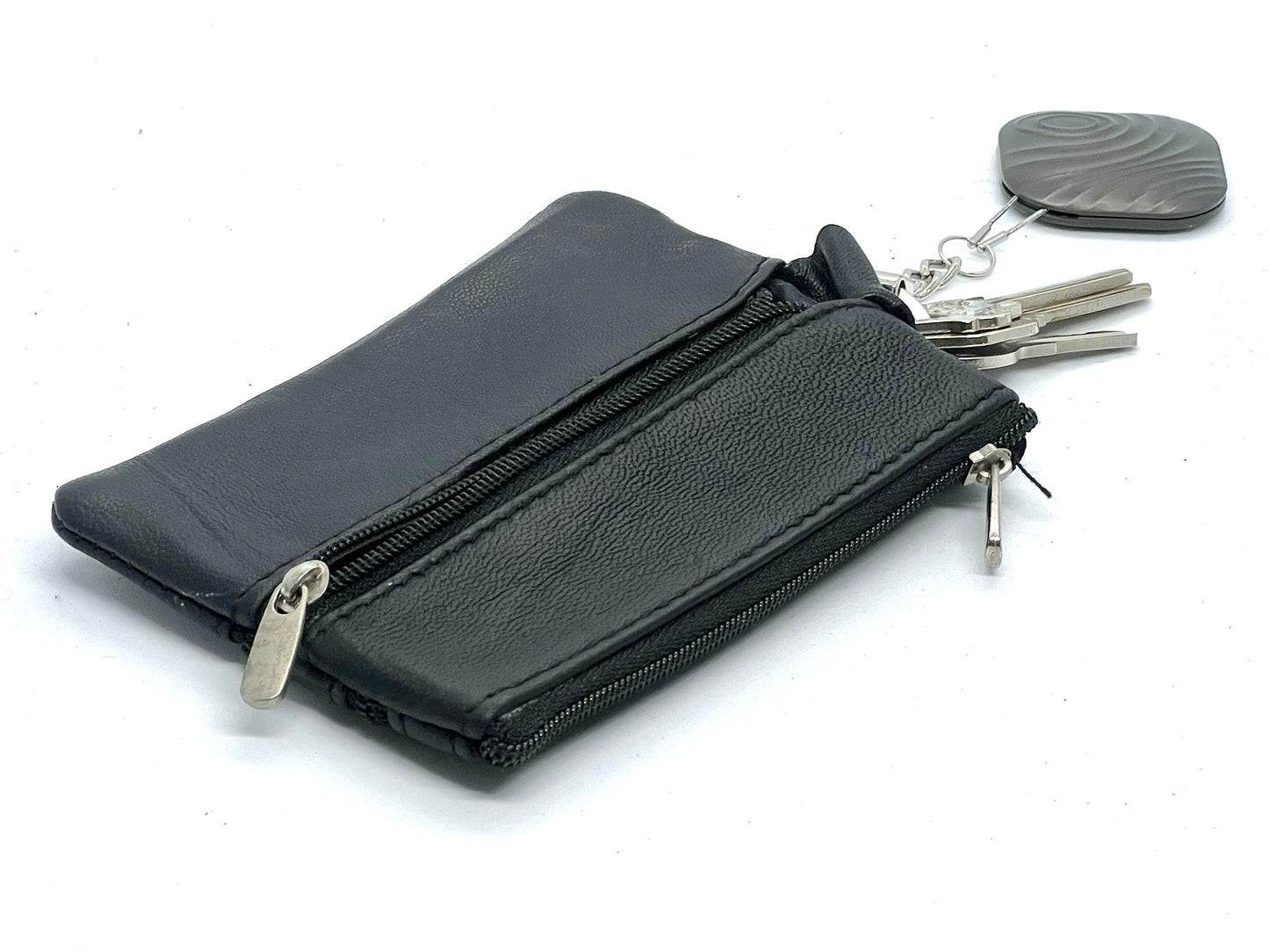 Genuine Leather Coin Purse ID Credit Card Holder Keychain Key Ring