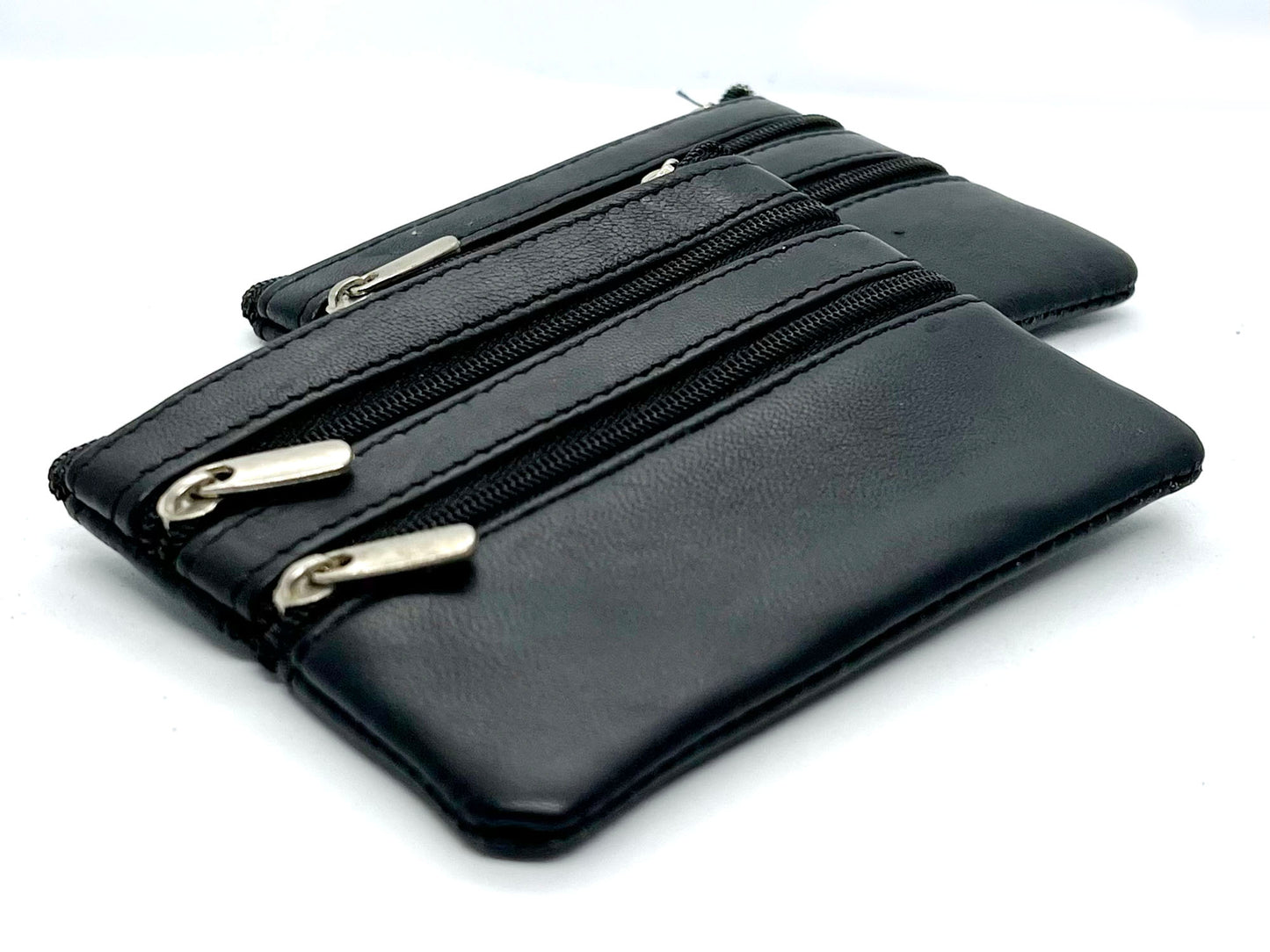 Genuine Leather Coin Purse ID Credit Card Holder Keychain Key Ring