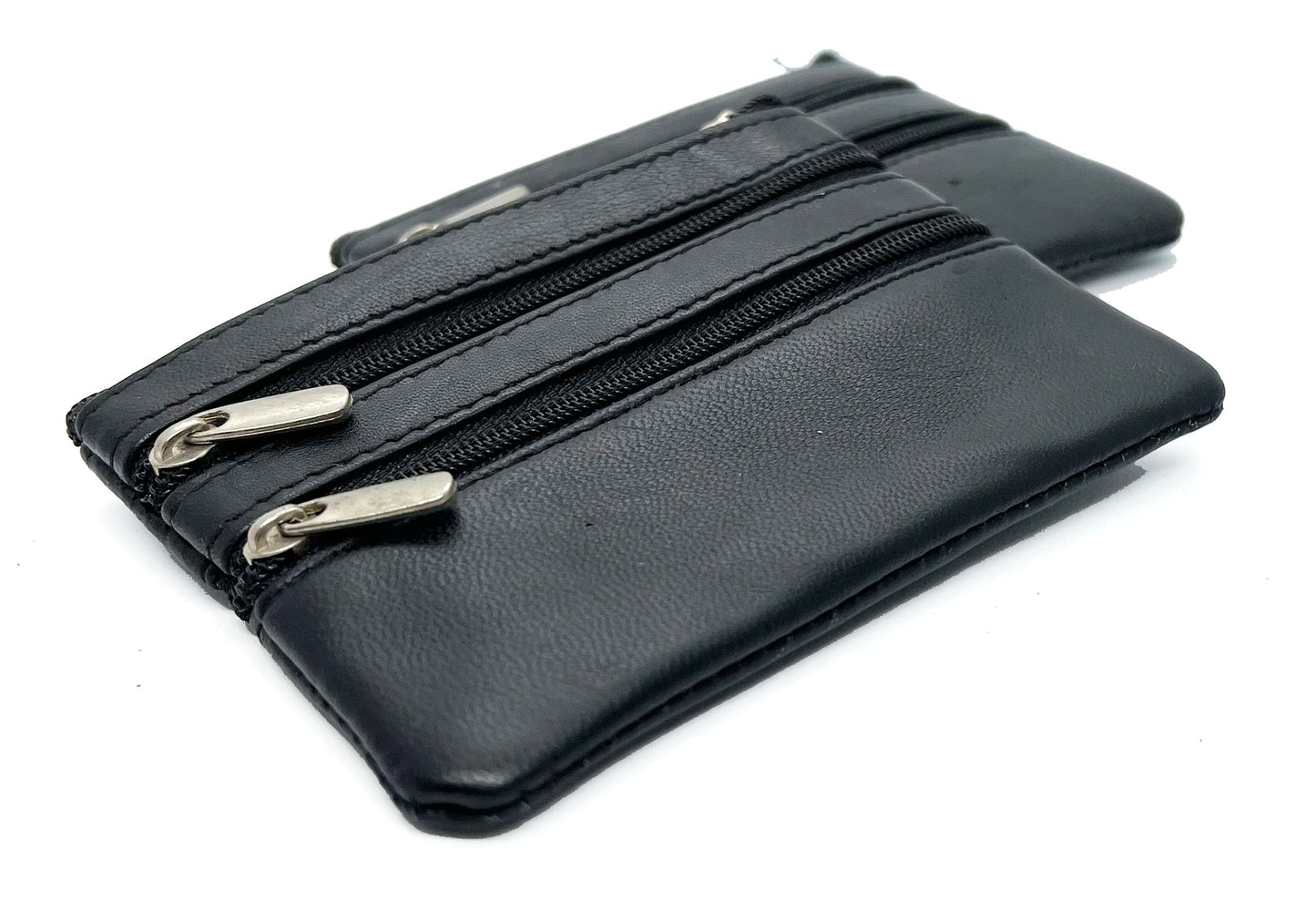 Genuine Leather Coin Purse ID Credit Card Holder Keychain Key Ring