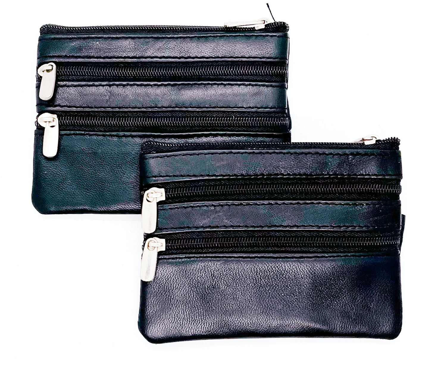 Genuine Leather Coin Purse ID Credit Card Holder Keychain Key Ring