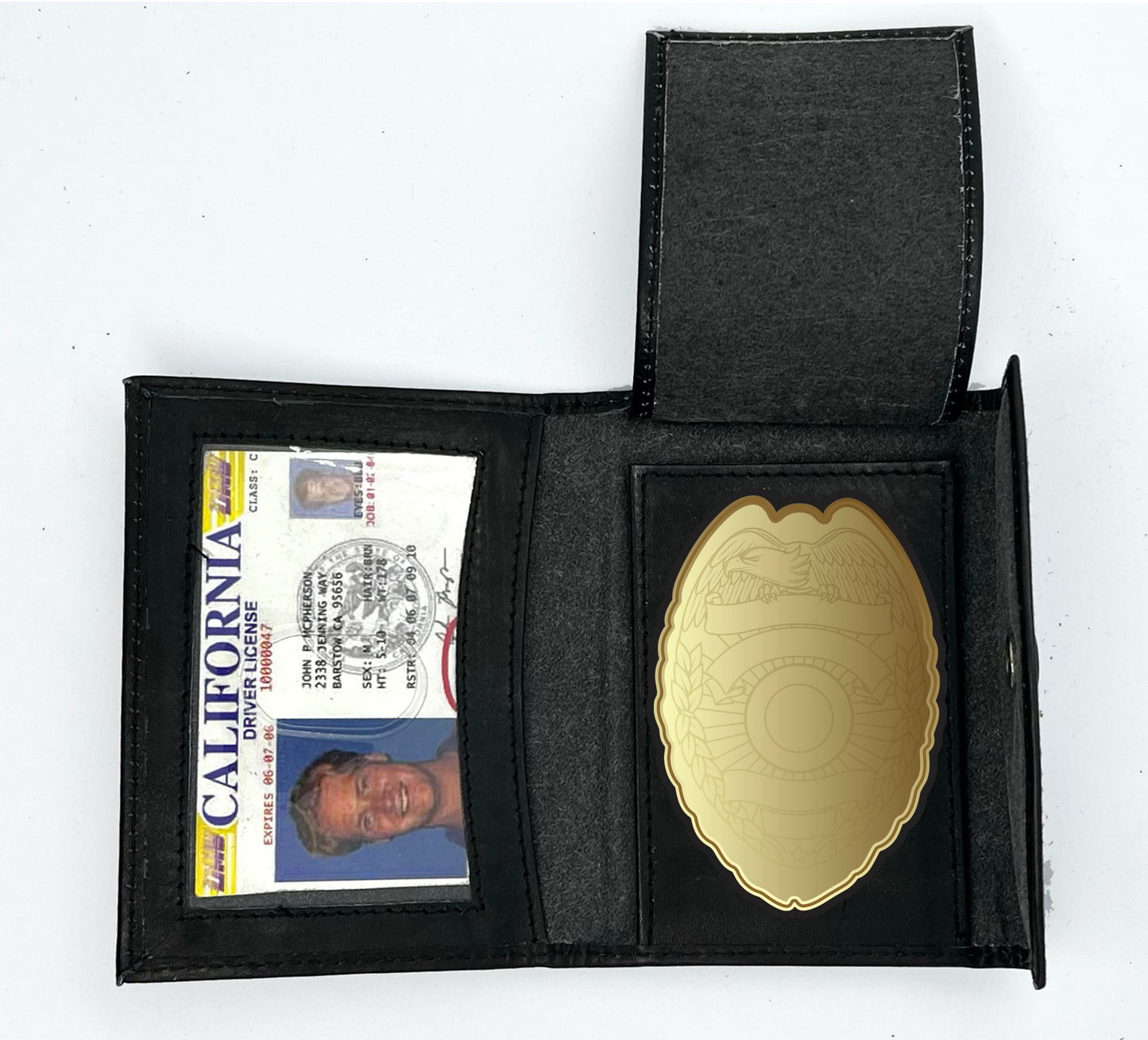 RFID Blocking Black Leather Men's Conceal Carry Badge Wallet License Universal Shield