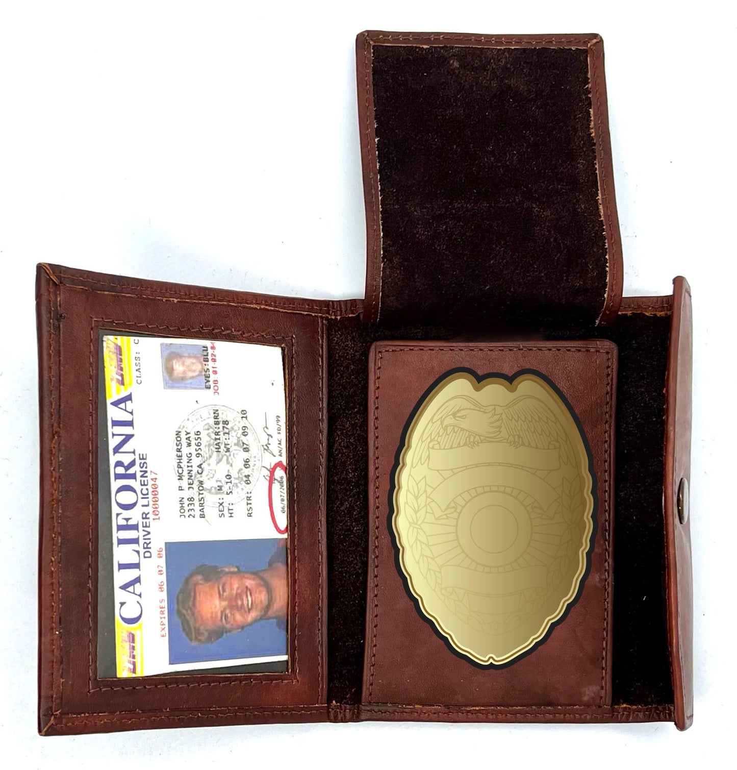 RFID Blocking Black Leather Men's Conceal Carry Badge Wallet License Universal Shield