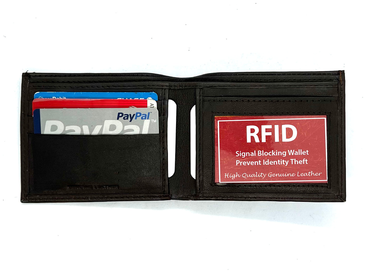RFID Blocking Genuine Leather Men's Bifold Wallet Credit Card Holder Front Pocket