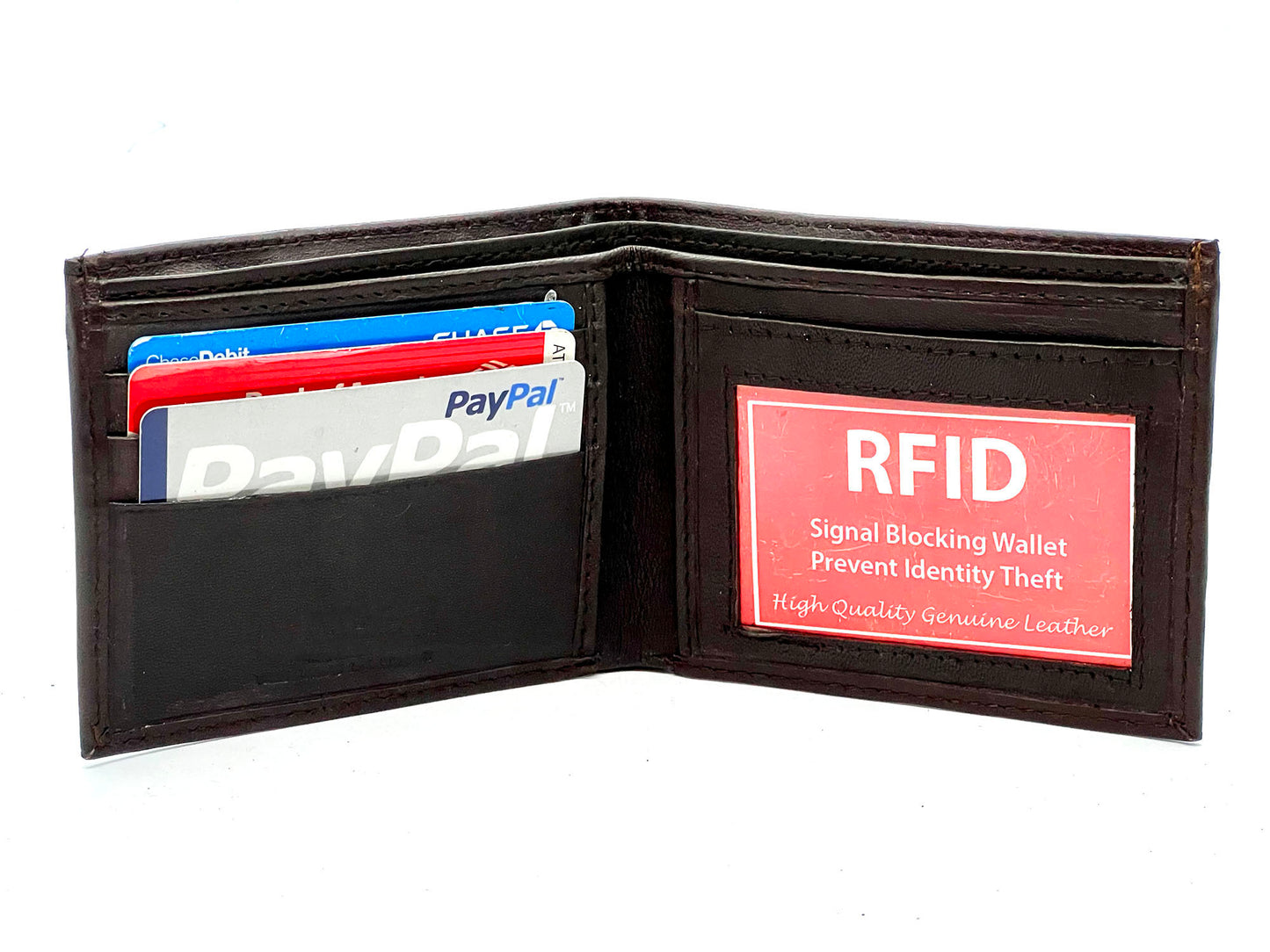 RFID Blocking Genuine Leather Men's Bifold Wallet Credit Card Holder Front Pocket