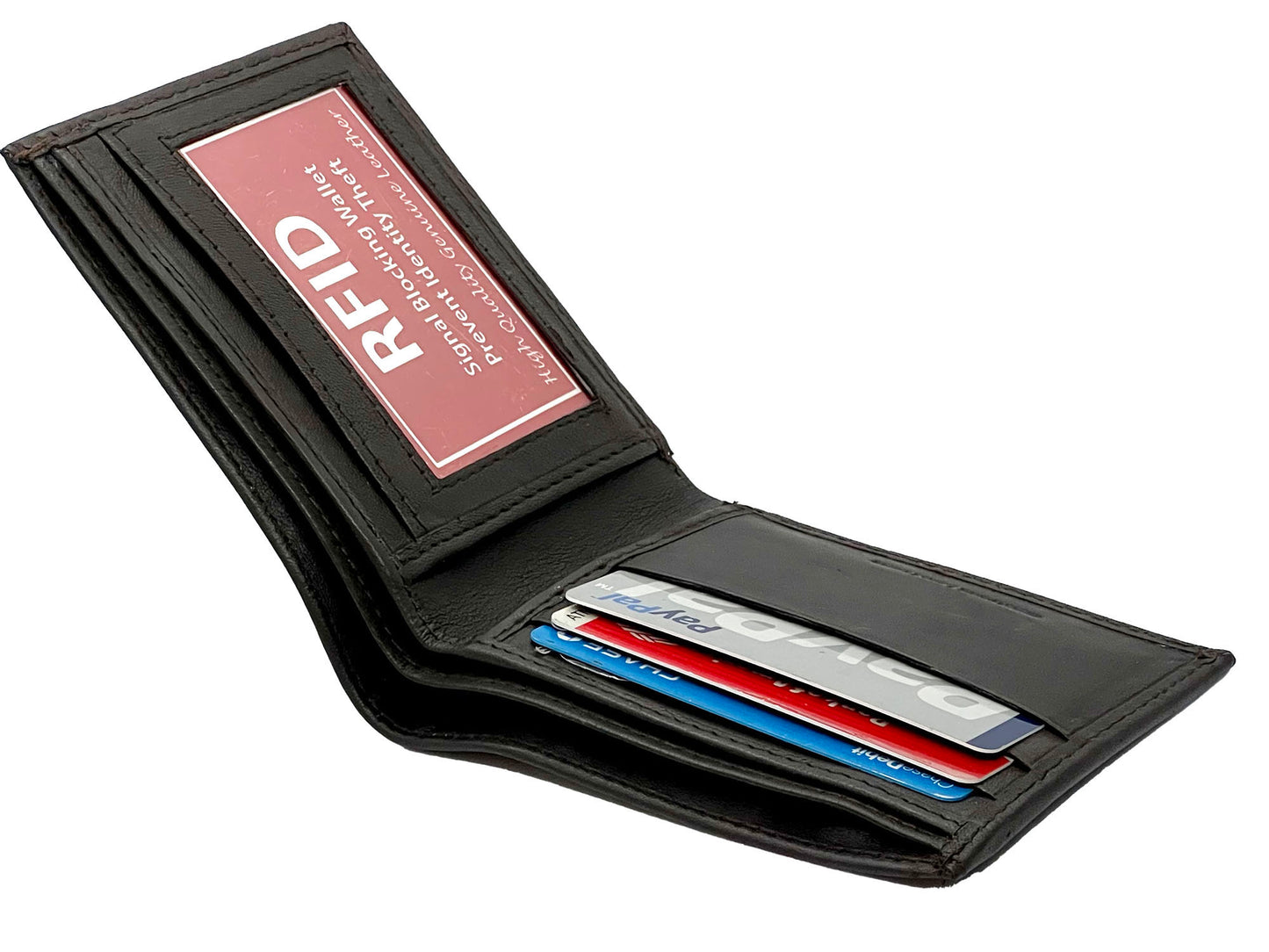 RFID Blocking Genuine Leather Men's Bifold Wallet Credit Card Holder Front Pocket