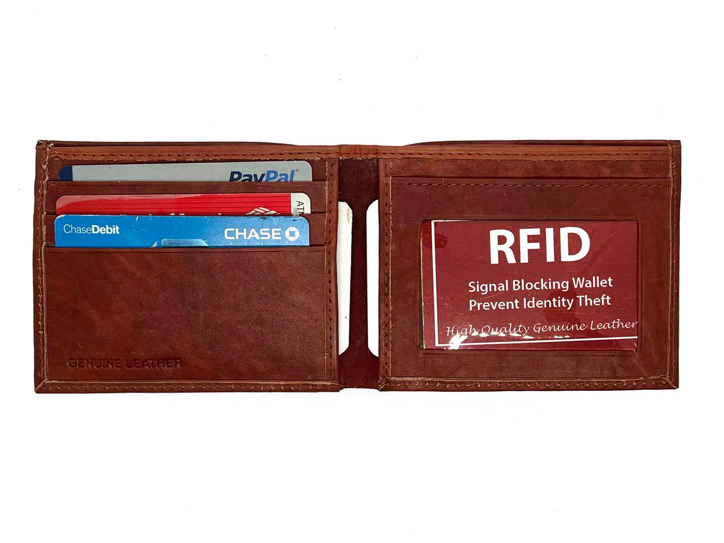 RFID Blocking Genuine Leather Men's Bifold Wallet Credit Card Holder Front Pocket