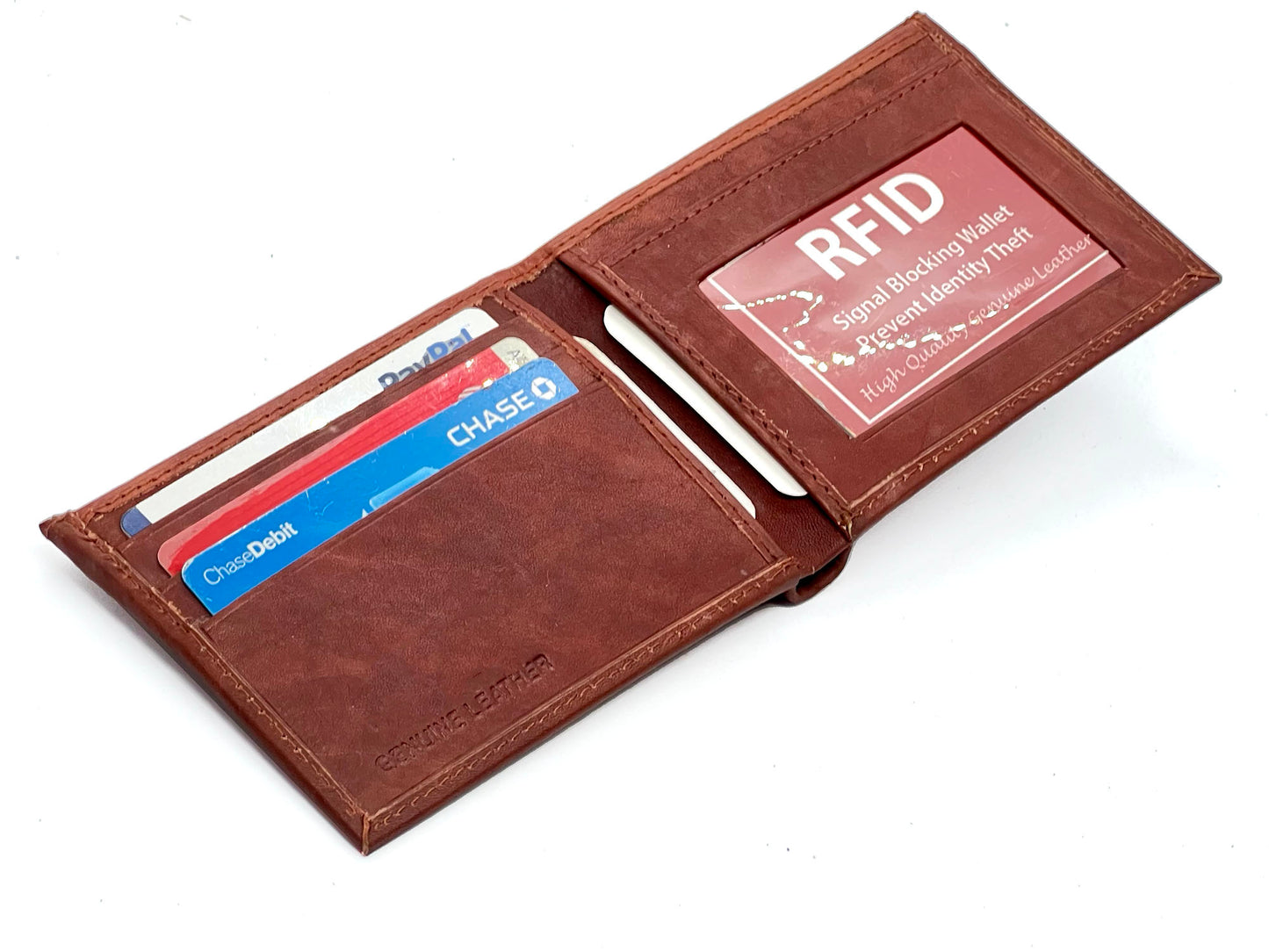 RFID Blocking Genuine Leather Men's Bifold Wallet Credit Card Holder Front Pocket