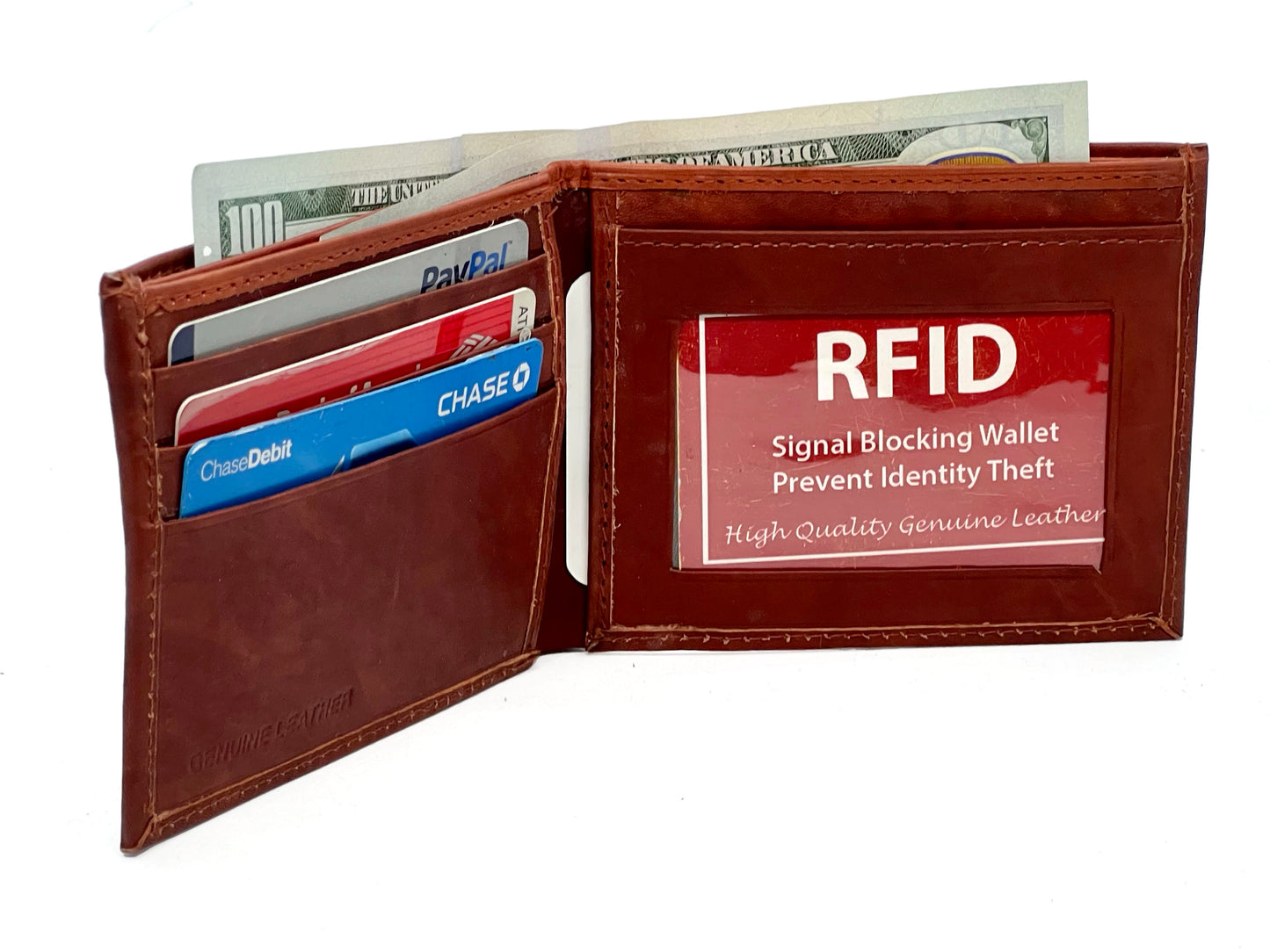 RFID Blocking Genuine Leather Men's Bifold Wallet Credit Card Holder Front Pocket