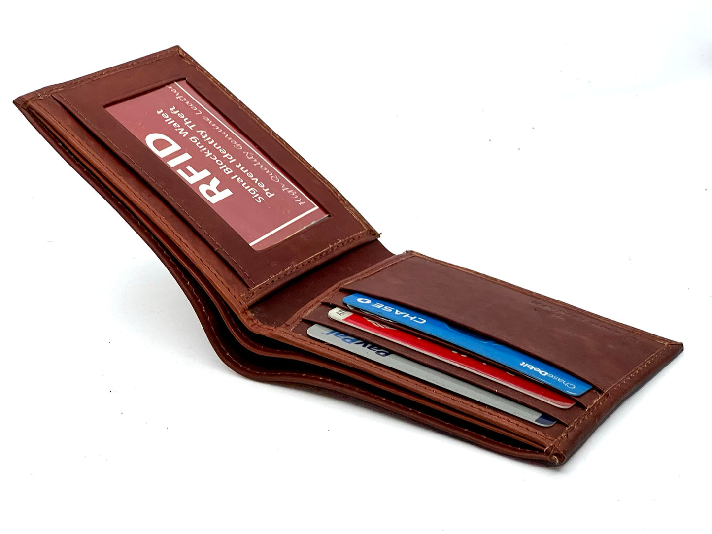 RFID Blocking Genuine Leather Men's Bifold Wallet Credit Card Holder Front Pocket