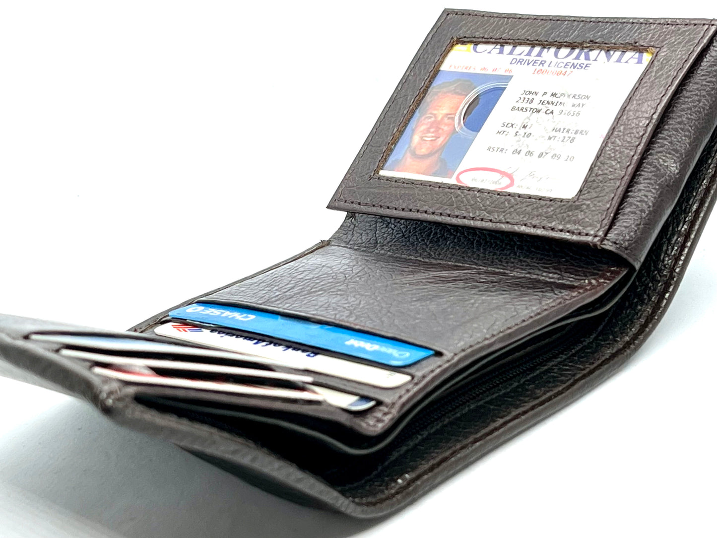 RFID Blocking  Premium Leather Credit Card, Business Card, ID Holder Trifold Wallet Flap Top