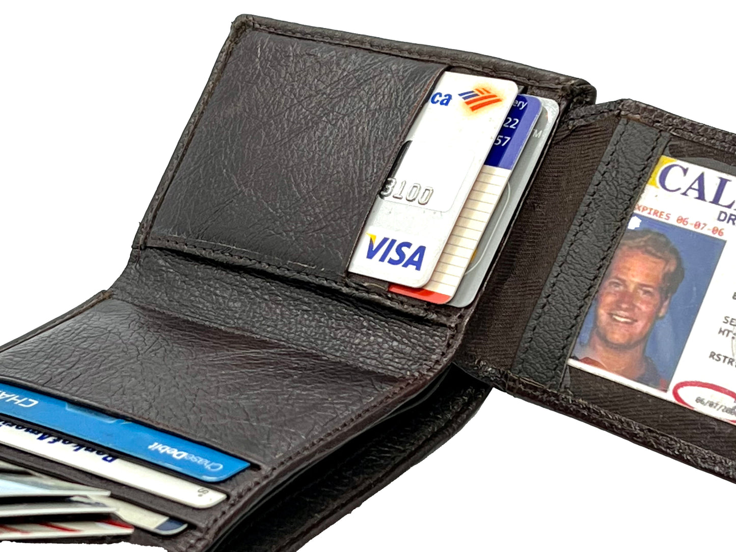 RFID Blocking  Premium Leather Credit Card, Business Card, ID Holder Trifold Wallet Flap Top