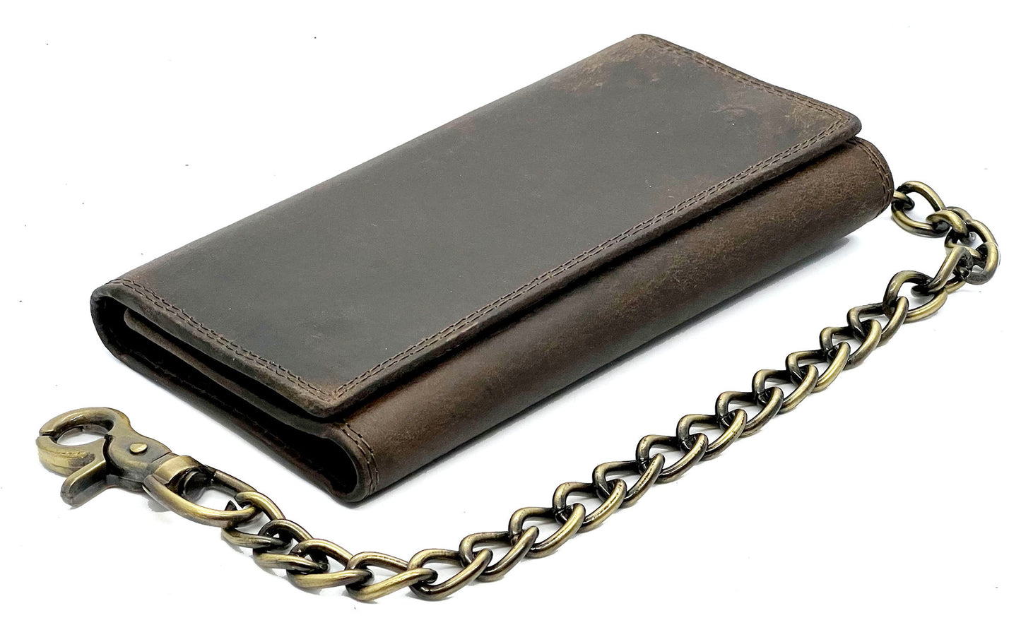 Vintage Leather RFID Blocking Men's Biker Chain Wallet Motorcyclist Hunter Steel Chain