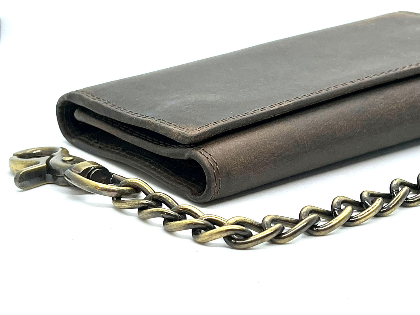 Vintage Leather RFID Blocking Men's Biker Chain Wallet Motorcyclist Hunter Steel Chain