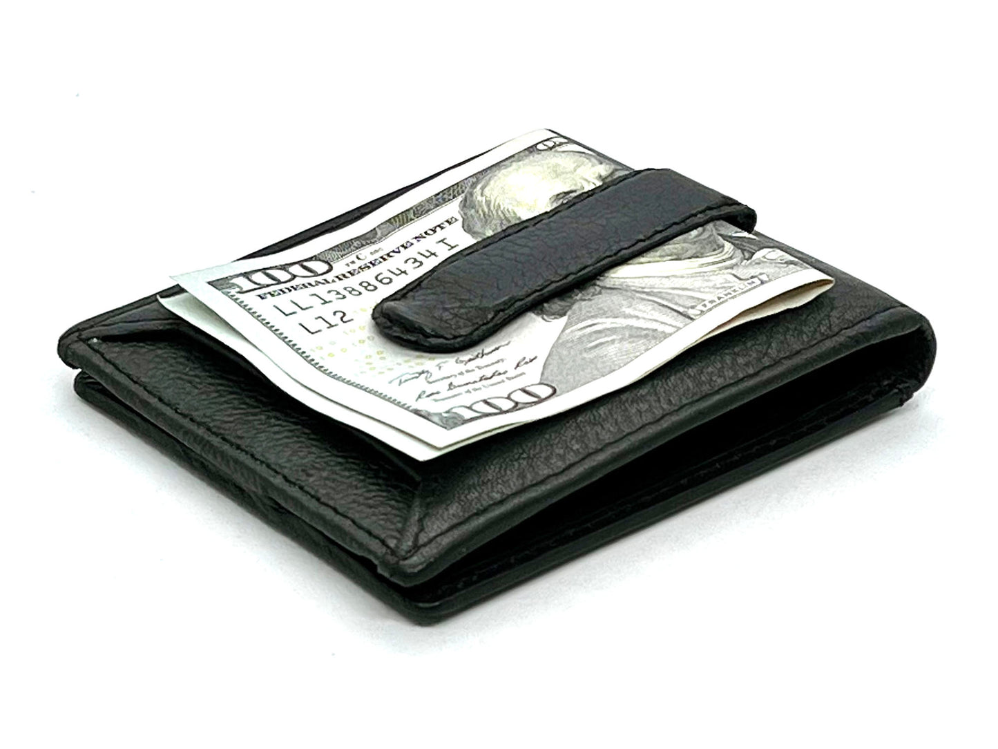 RFID Blocking Genuine Leather Mens Bifold Wallet Money Clip ID Holder