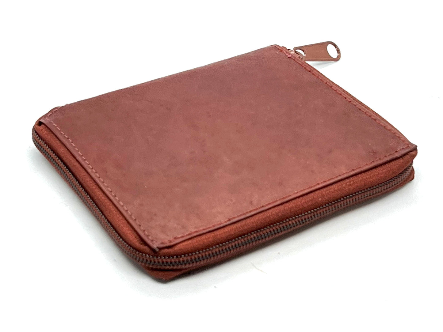 RFID Blocking Leather Zip-Around Credit Card Holder Men's Bifold Hipster Wallet