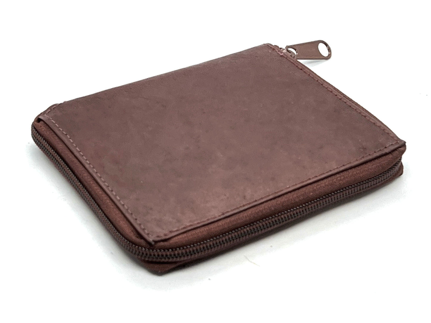 RFID Blocking Leather Zip-Around Credit Card Holder Men's Bifold Hipster Wallet