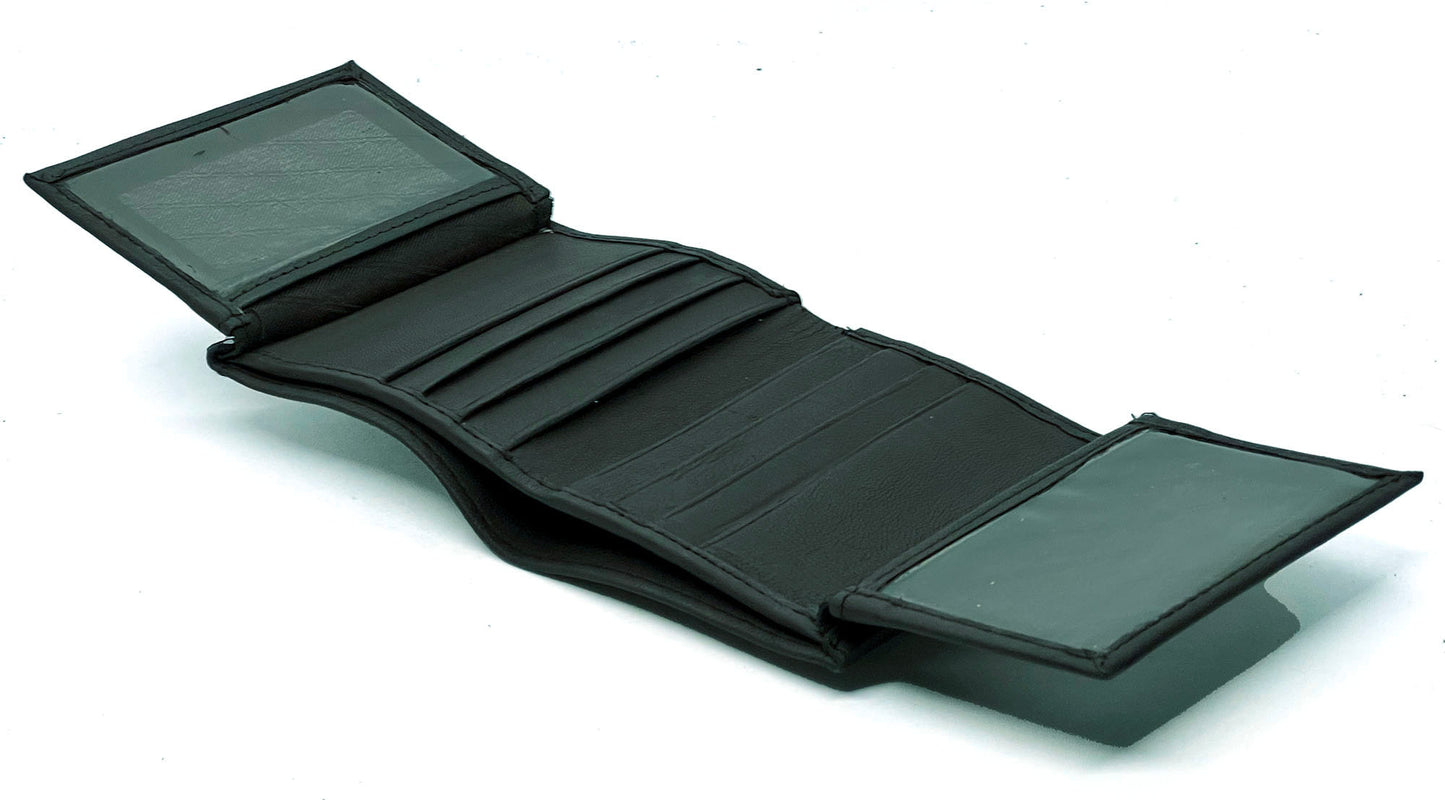 RFID Blocking Men's Genuine Leather Bifold Card Slots Double Flap ID Holder