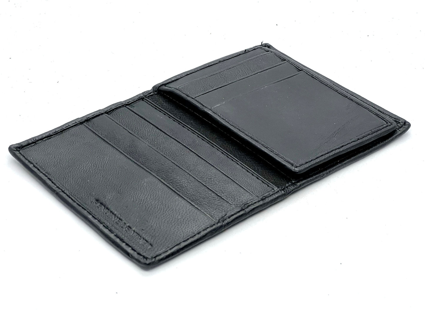 Genuine Leather ID Window Credit Card Thin Billfold Bifold Wallet with Clear Card Sleeves