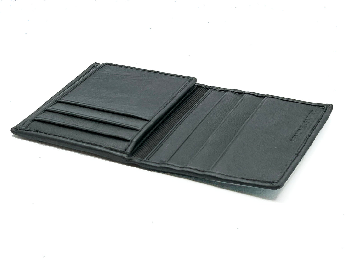 Genuine Leather ID Window Credit Card Thin Billfold Bifold Wallet with Clear Card Sleeves