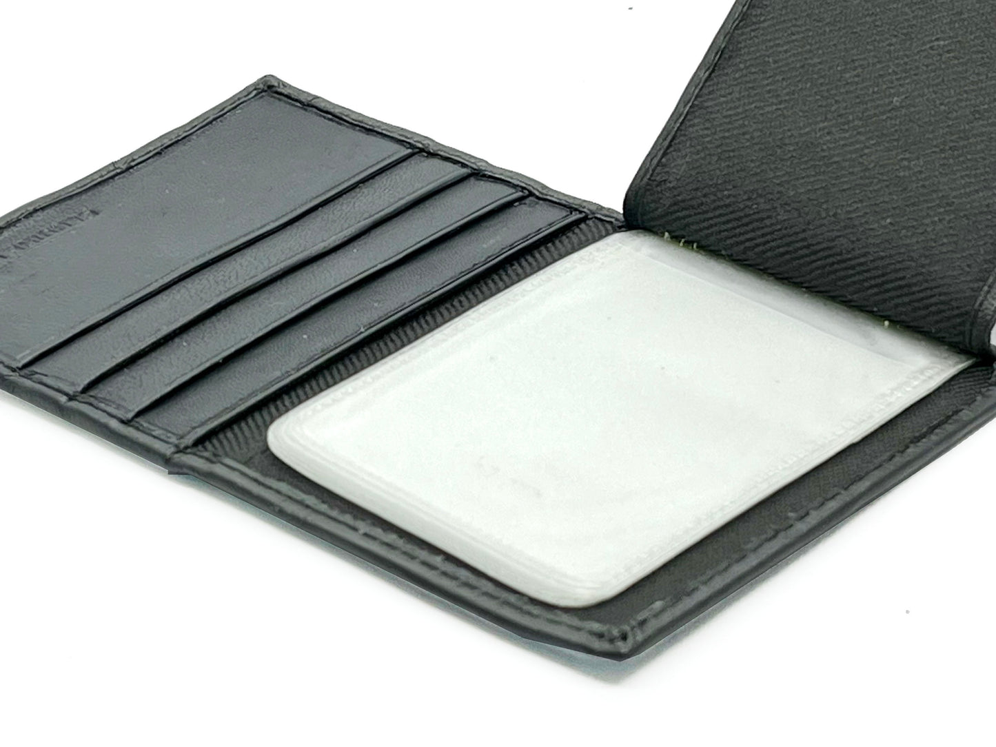 Genuine Leather ID Window Credit Card Thin Billfold Bifold Wallet with Clear Card Sleeves