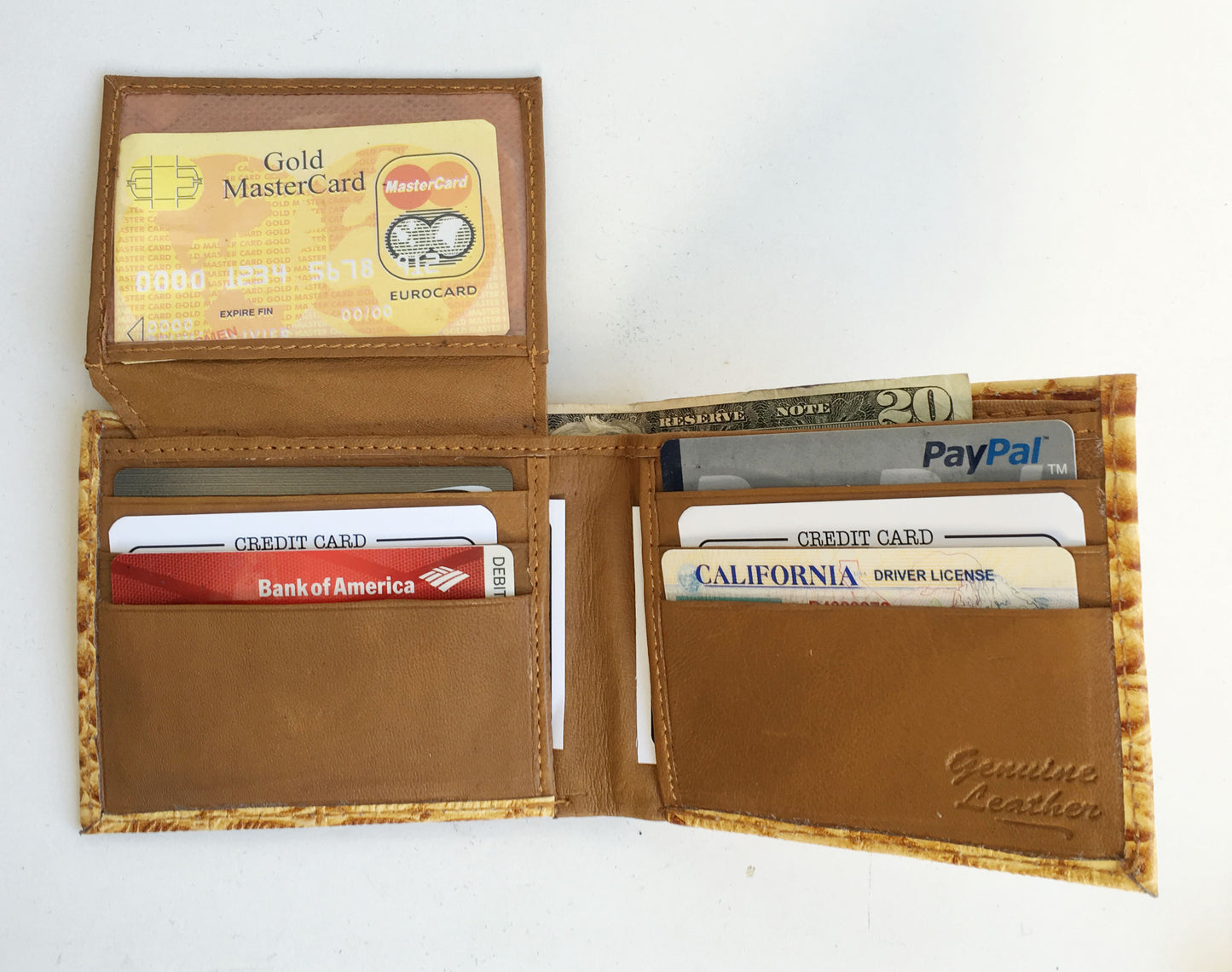Genuine Cowhide Leather Ostrich Print Men's Bifold  Flap Top Wallets Cowboy Western Style