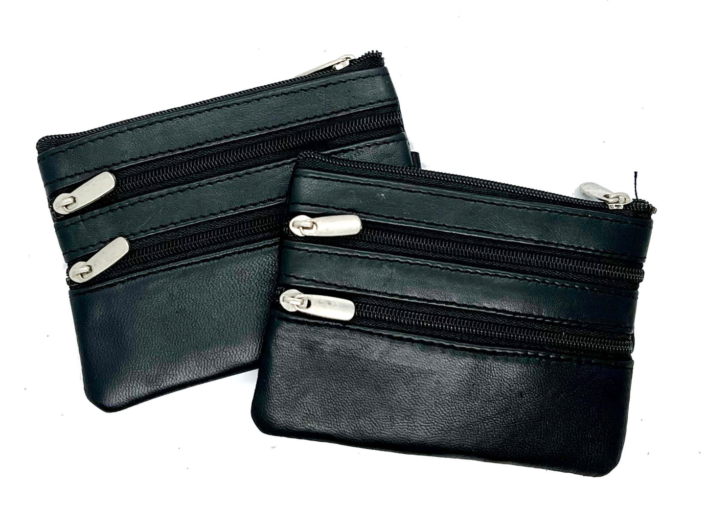 Genuine Leather Coin Purse ID Credit Card Holder Keychain Key Ring