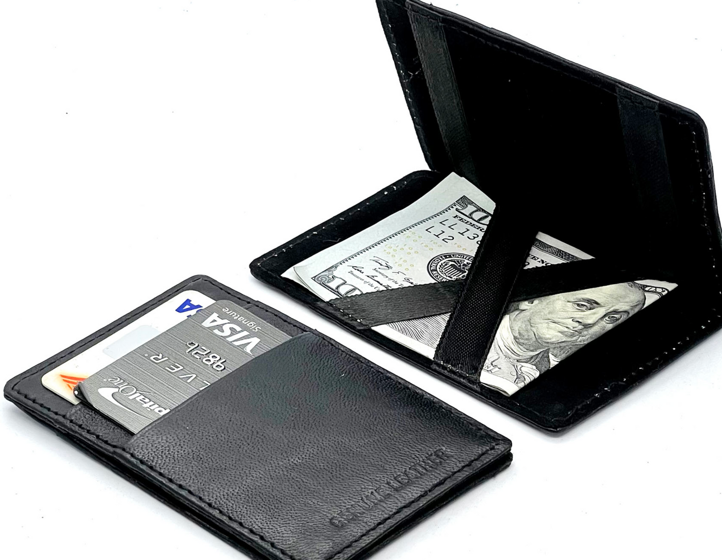 Genuine Leather Magic Wallet Slim Credit Card Bill fold Note Holder