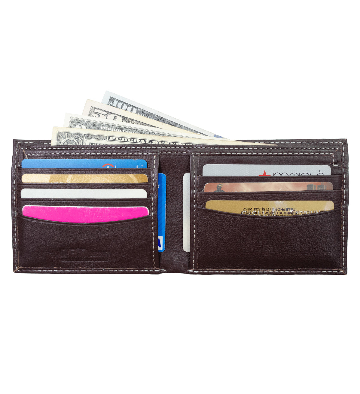 RFID Blocking Genuine Leather Men's Bifold Premium Wallet With Removable Handmade