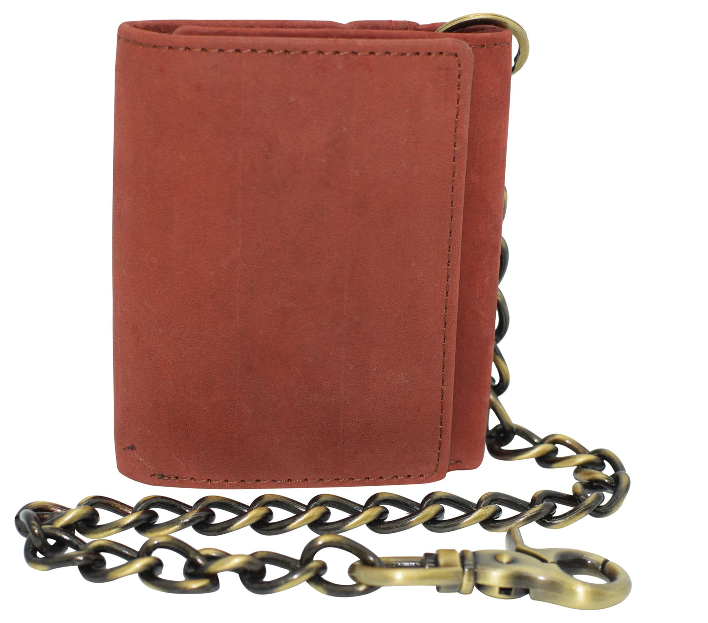 Men's Vintage Leather Biker Trifold Wallet Long Chain Trucker Motorcyclist