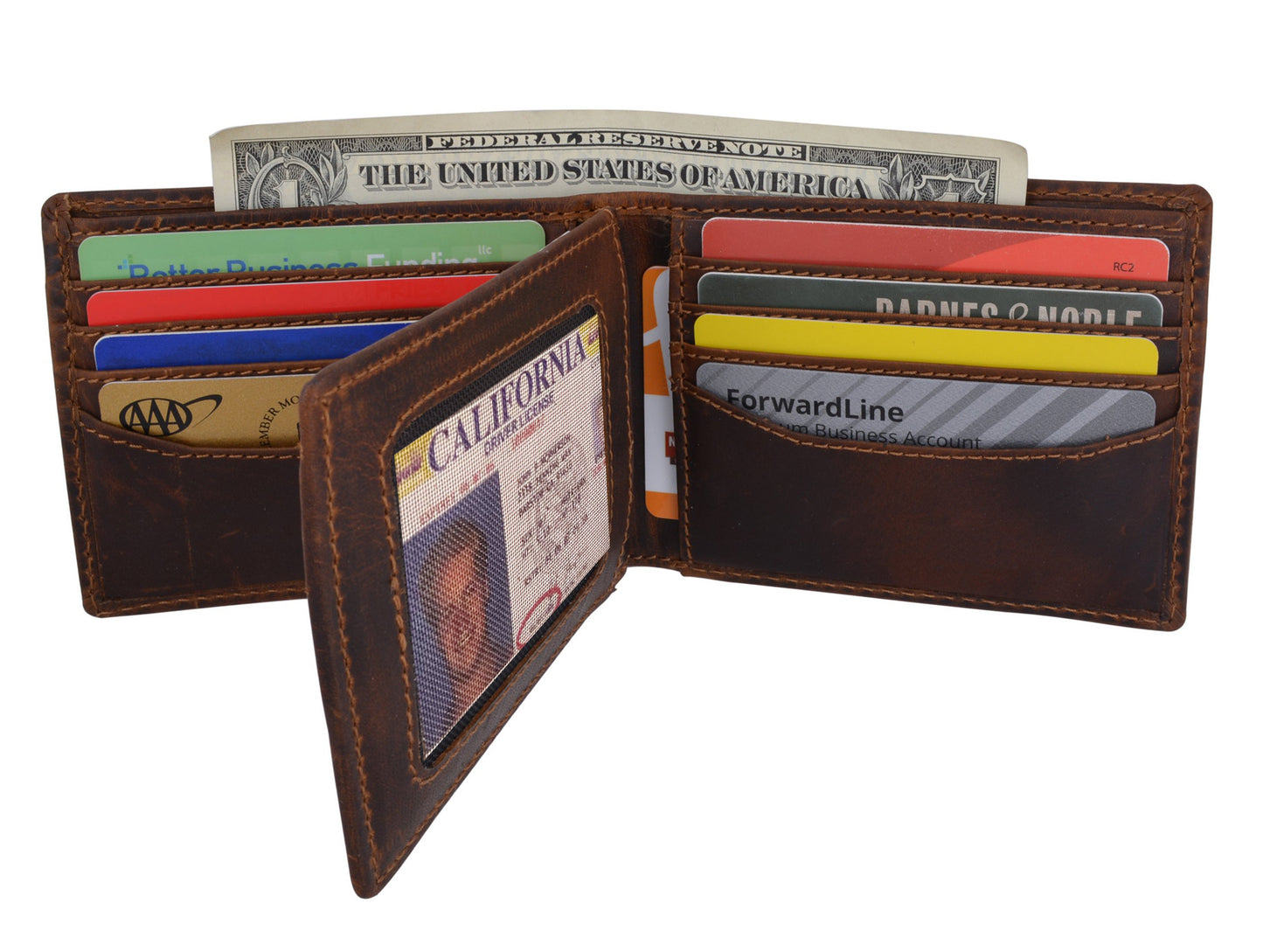Hunter Brown RFID Bifold Trifold Hybrid Men's Distress Vintage Leather Wallet