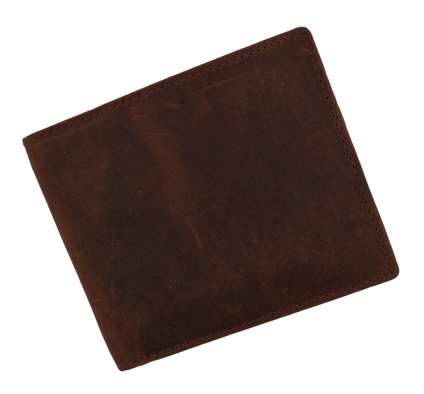 RFID Blocking Hunter Brown Men's Vintage Leather Thin Bifold Wallet