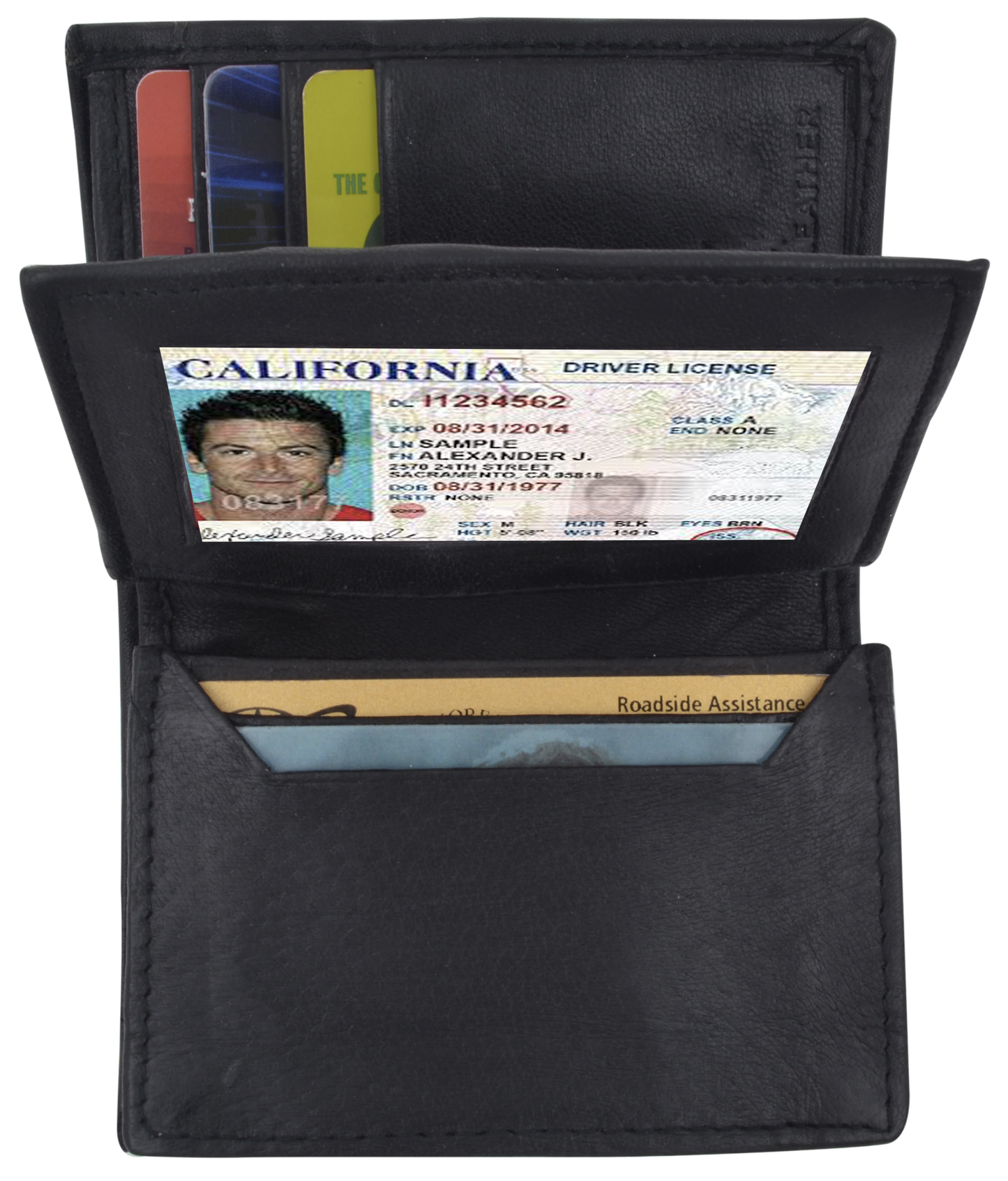 RFID Blocking Men's Genuine Leather ID Bifold Card Holder Center Flap Multi-Card Wallet