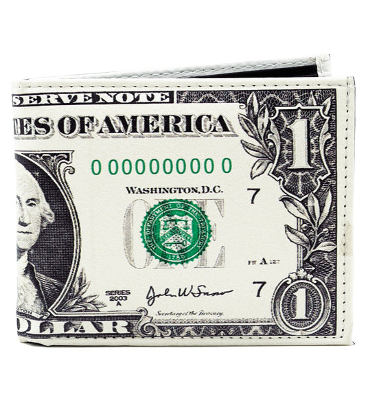 US 1 Dollar Leather Men's Bifold Wallet Double Flap Holder