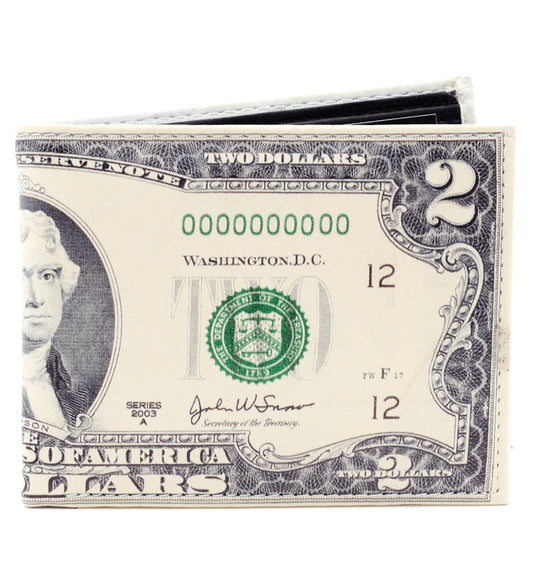 US 2 Dollar Leather Men's Bifold Wallet Double Flap Holder