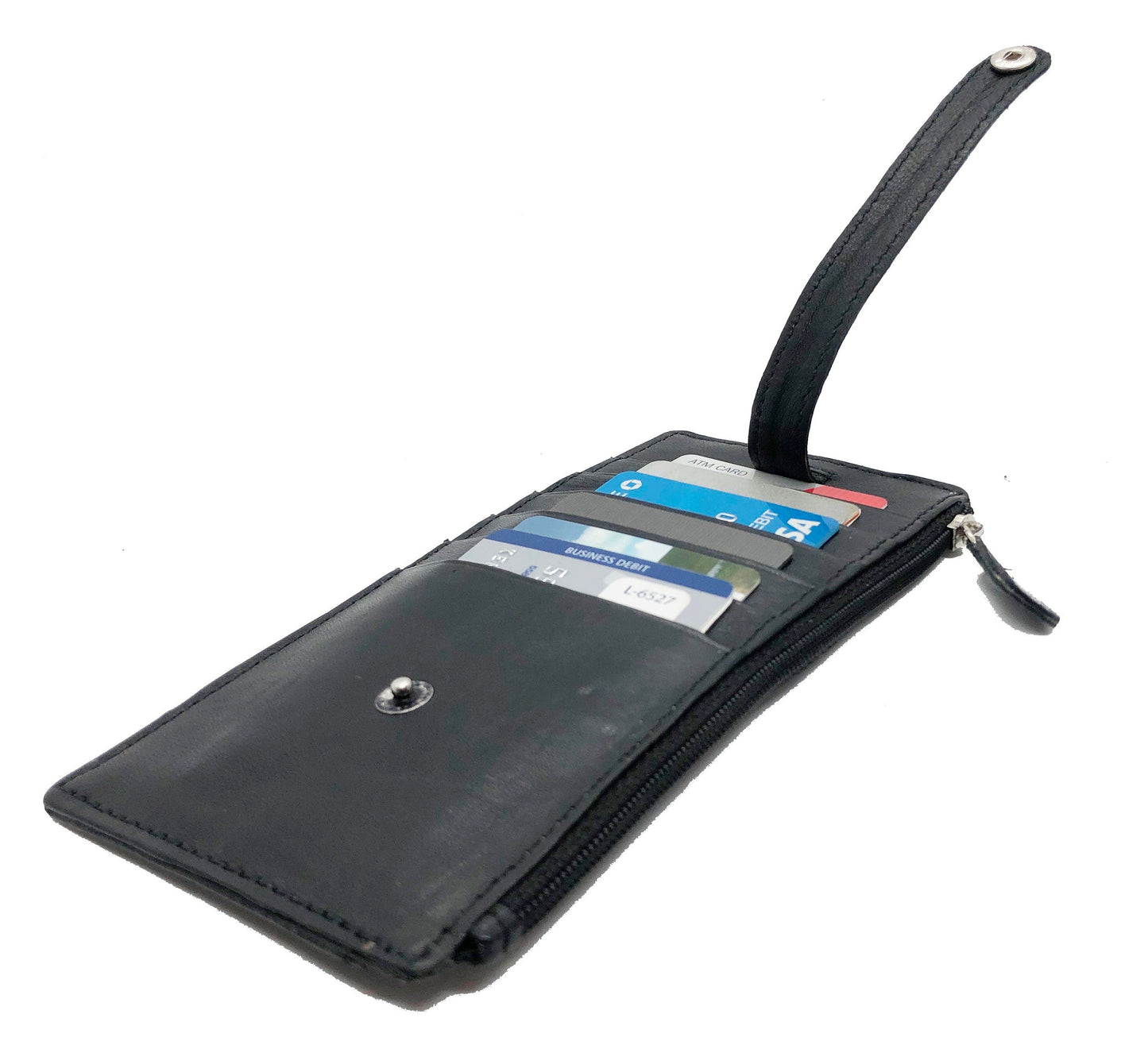 Genuine Leather Thin Vertical Stacker Women's Wallet Card Case with ID