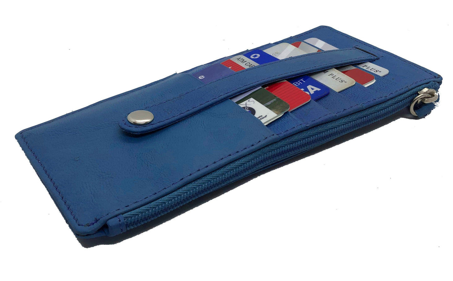 Genuine Leather Thin Vertical Stacker Women's Wallet Card Case with ID