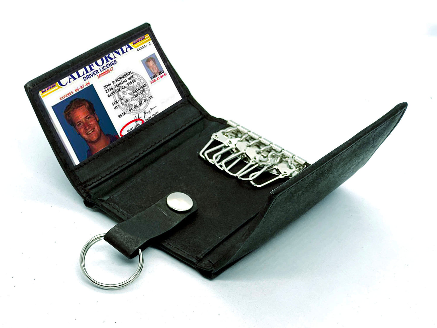 Genuine Cowhide Leather Men's Keychain Case Key Ring Card Holder Wallet