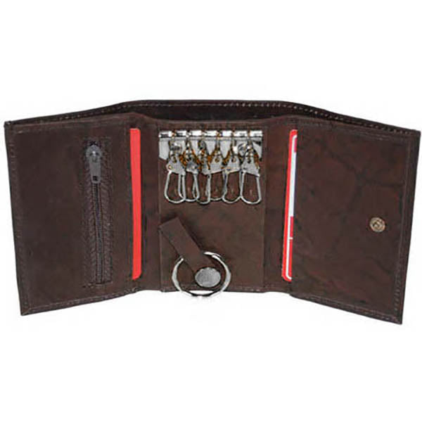 Genuine Cowhide Leather Men's Keychain Case Key Ring Card Holder Wallet