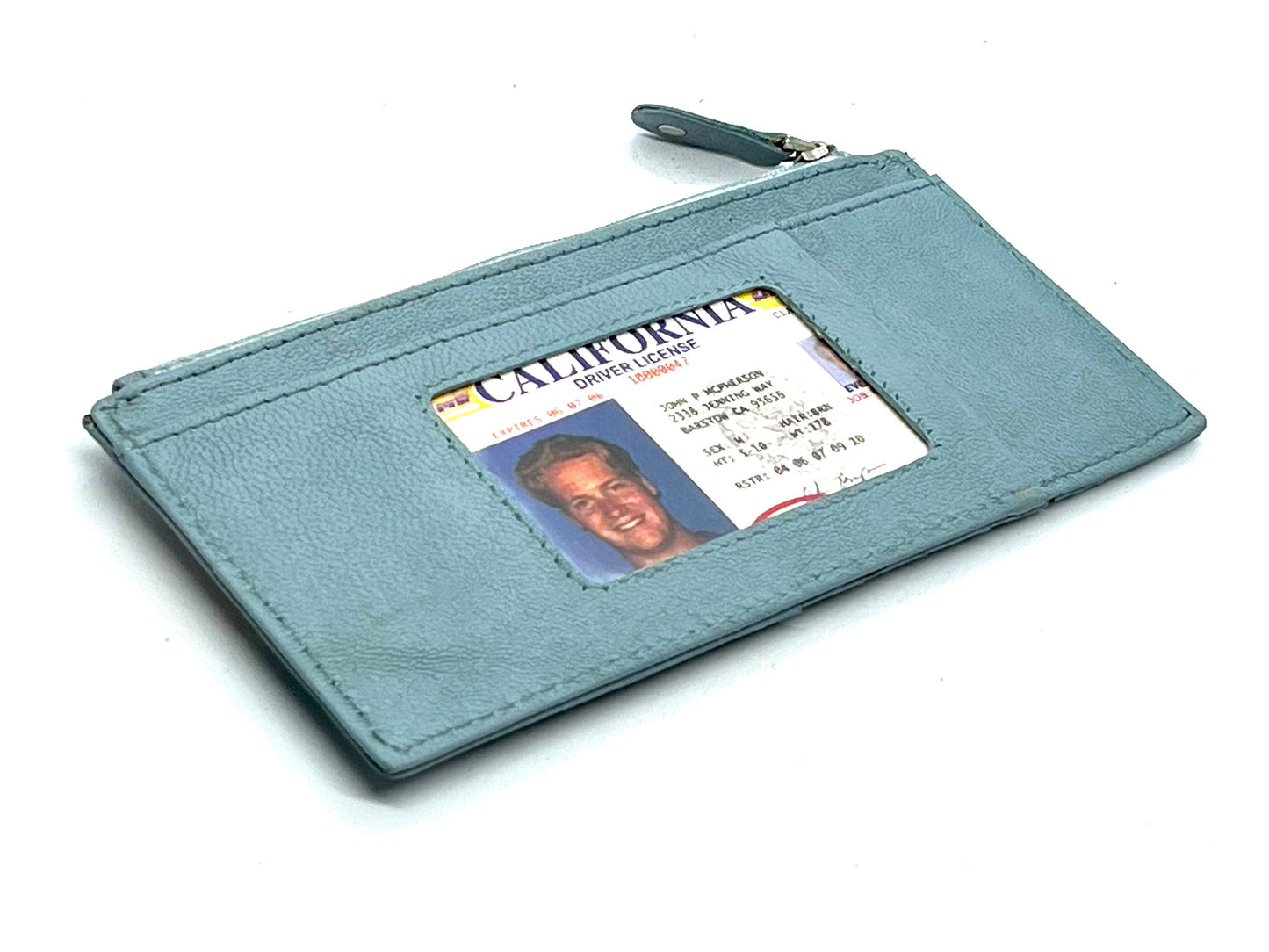 RFID Blocking Leather Women's Stacker Wallet Card Case ID Window Zip Pocket