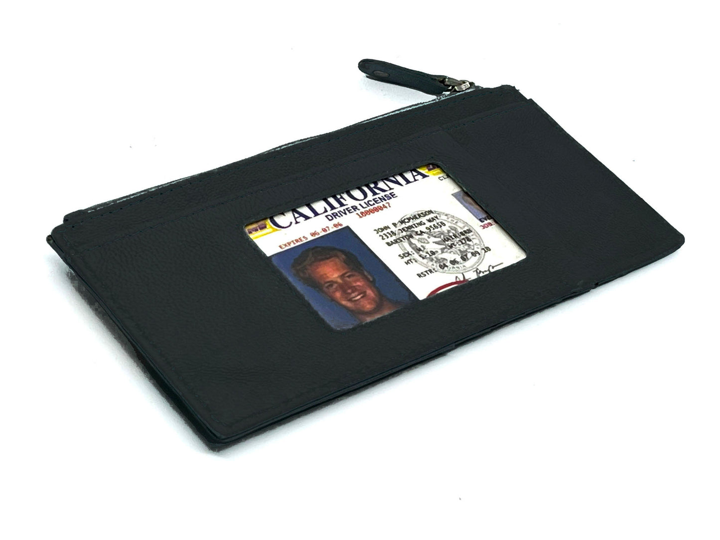 RFID Blocking Leather Women's Stacker Wallet Card Case ID Window Zip Pocket
