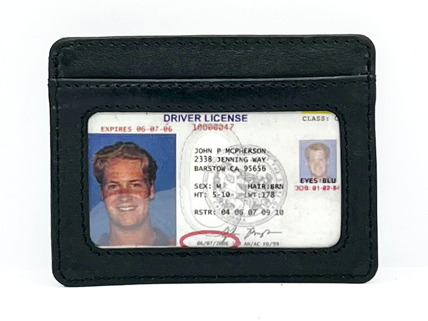 RFID Blocking Black Genuine Leather Men's Money Clip Credit Card ID Wallet