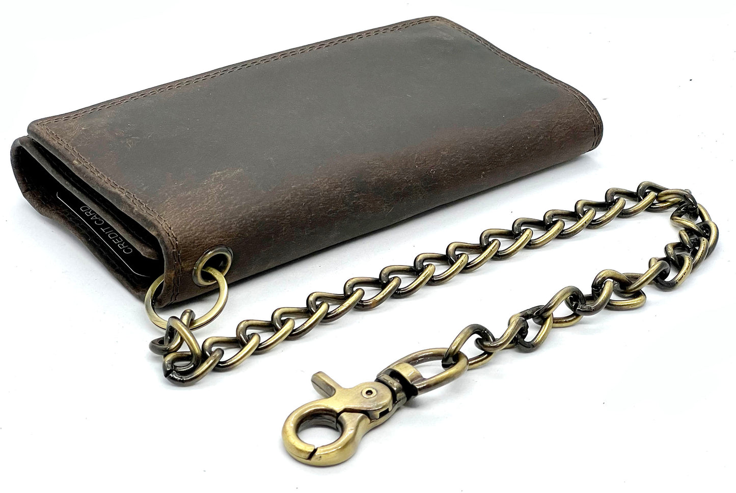 Vintage Leather RFID Blocking Men's Biker Chain Wallet Motorcyclist Hunter Steel Chain