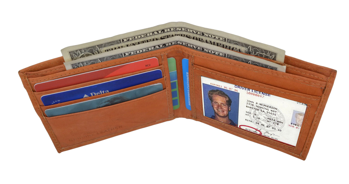 RFID Blocking Genuine Leather Men's Bifold Wallet Credit Card Holder Front Pocket
