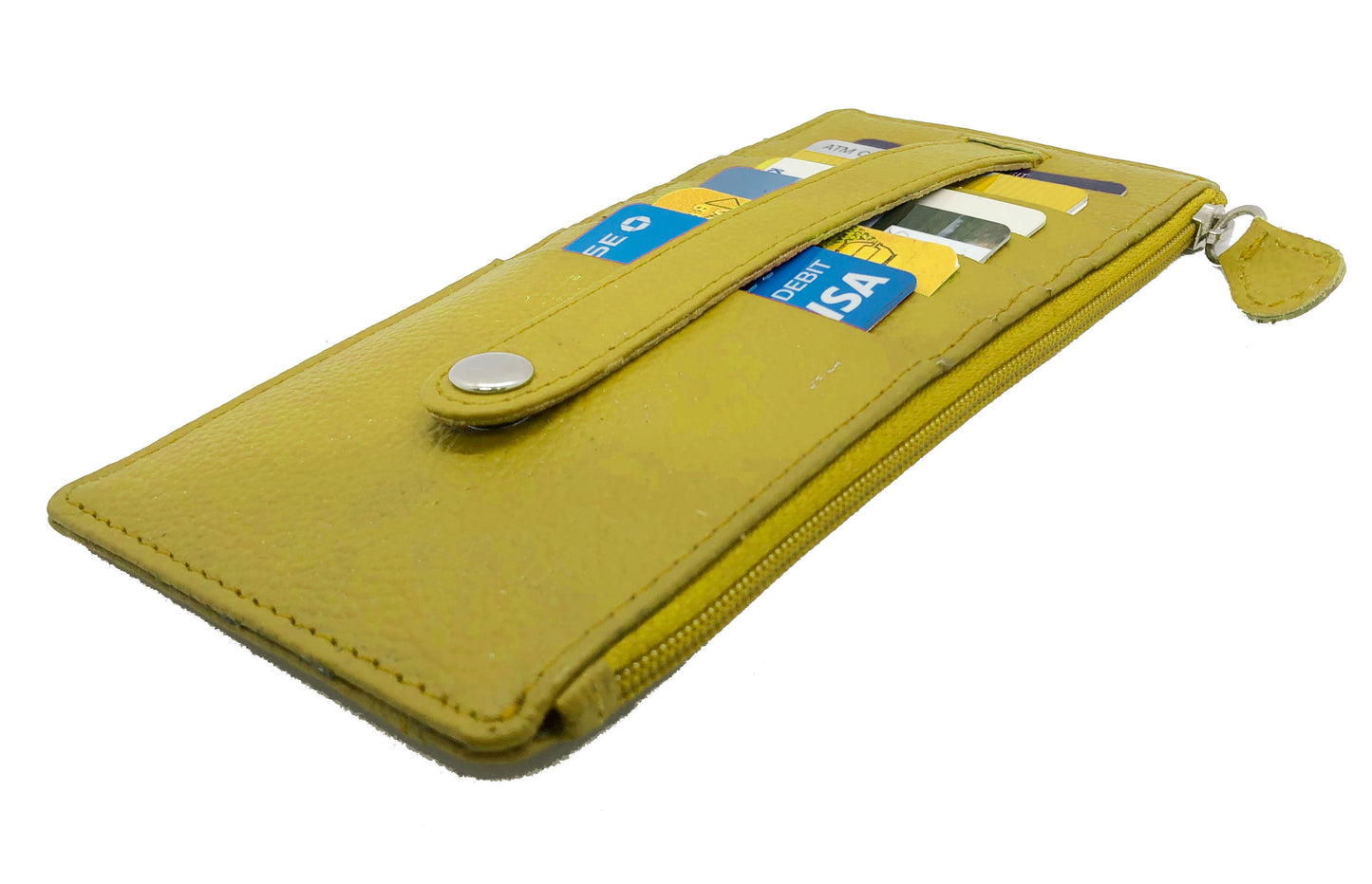 RFID Blocking Leather Women's Stacker Wallet Card Case ID Window Zip Pocket