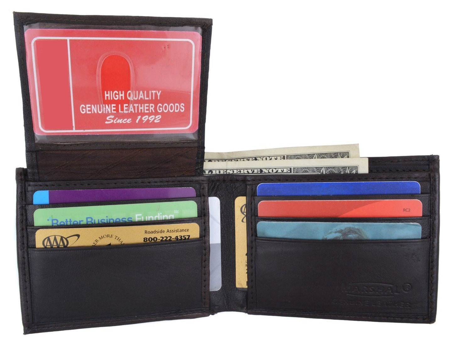 RFID Blocking Men's Genuine Leather Flap Top Bifold Wallet ID Card Holder Thin Black Brown