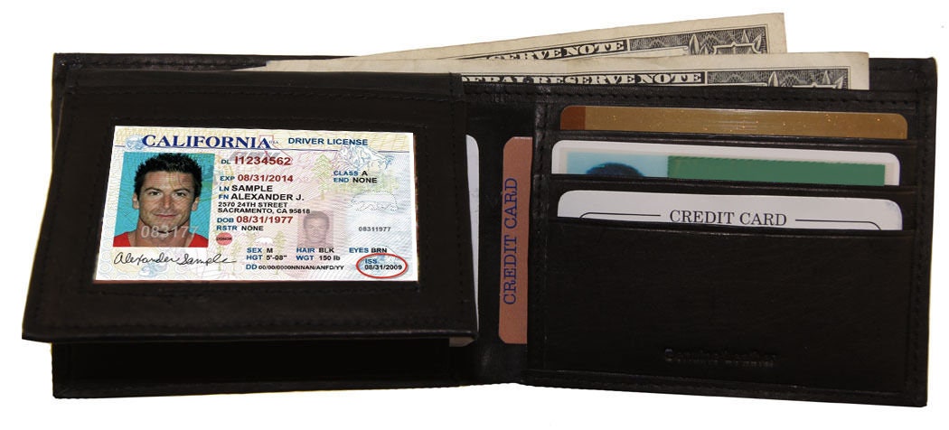Men's Genuine Leather Flap Top Bifold Wallet ID Card Holder Thin Black Brown