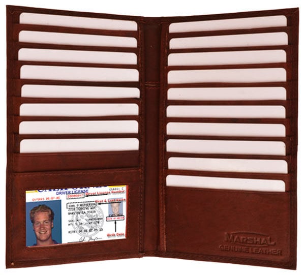 RFID Blocking Genuine Leather Bifold Secretary Checkbook Wallet 19 Card Holder
