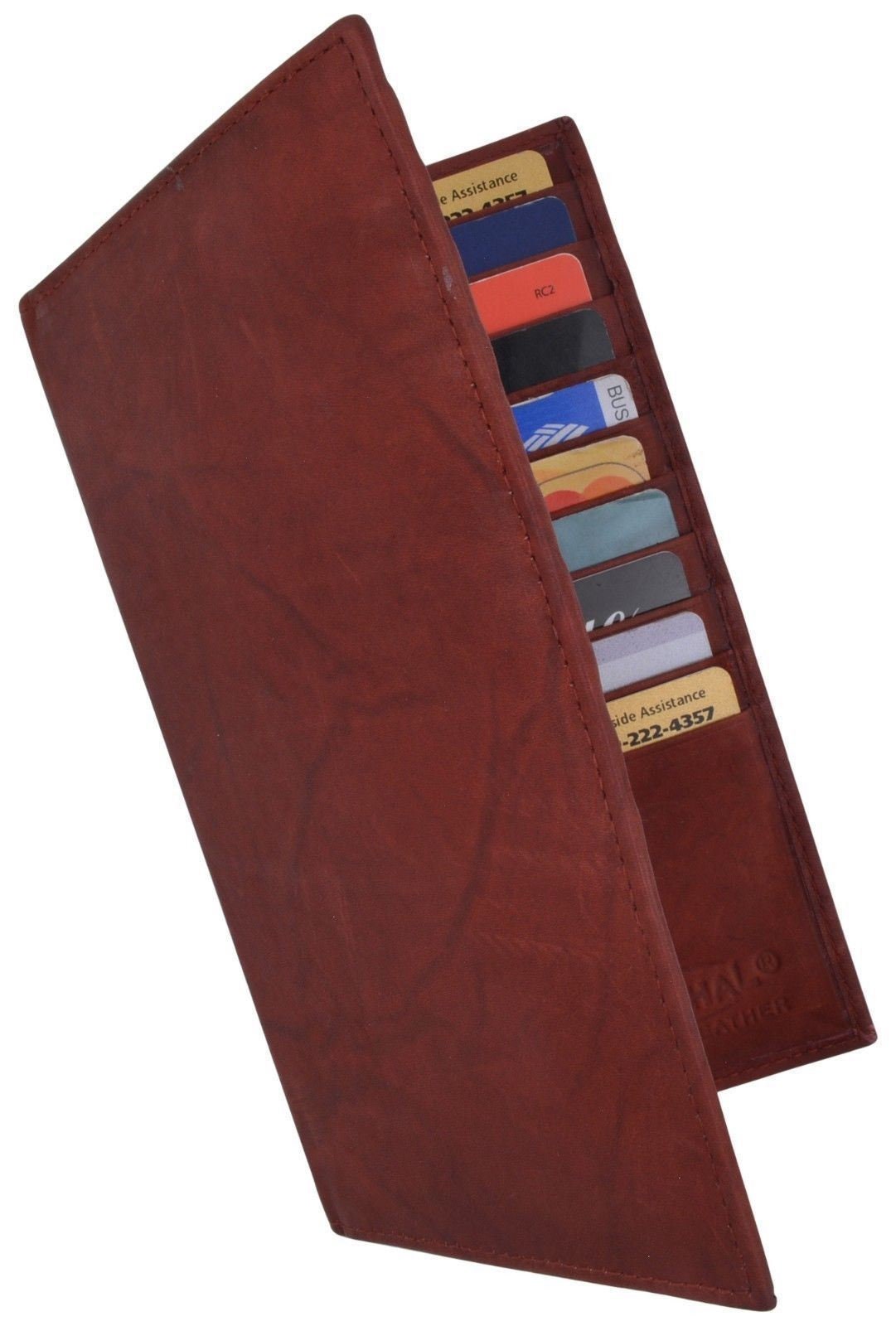 RFID Blocking Genuine Leather Bifold Secretary Checkbook Wallet 19 Card Holder