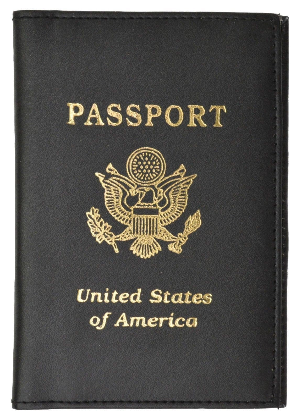 USA Genuine Leather Passport Cover Travel Document Holder ID Card Wallet